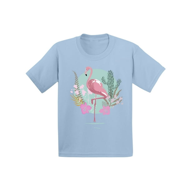 Flamingo On A Bicycle T-Shirts Childrens Girls Short Sleeve Ruffles Shirt Tee for 2-6T 